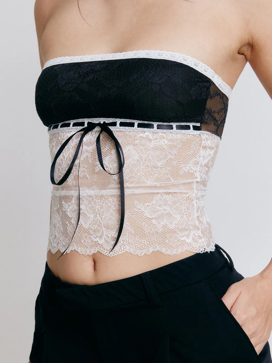 Femmes Bustier Bustiers Sans Manches Moulante Camisole Imprimé Floral Dentelle Débardeurs Haut Court Streetwear