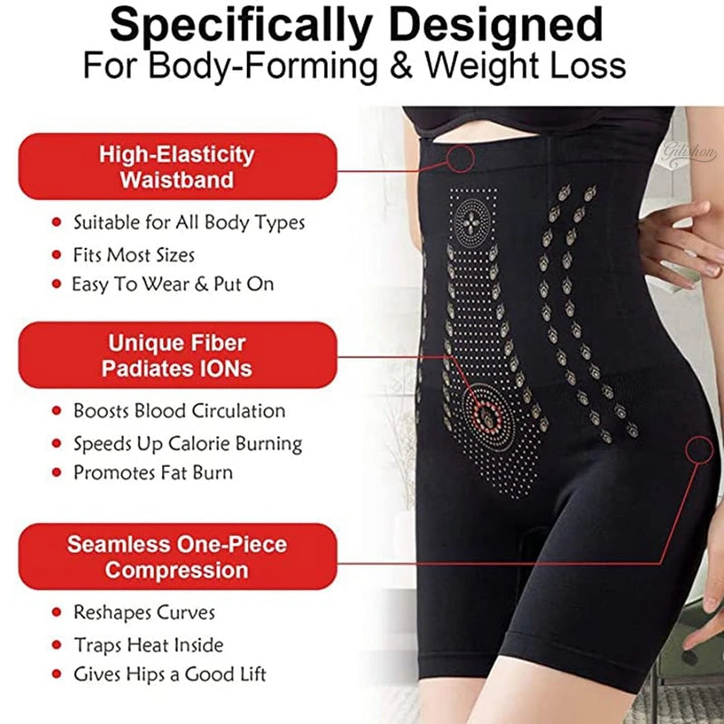 ผู้หญิง Shapewear Ionstech ที่ไม่ซ้ำกันเส้นใยฟื้นฟู Shaper เอวสูงกางเกงขาสั้นหลังคลอด Butt Lift หน้าท้องแบนกางเกง