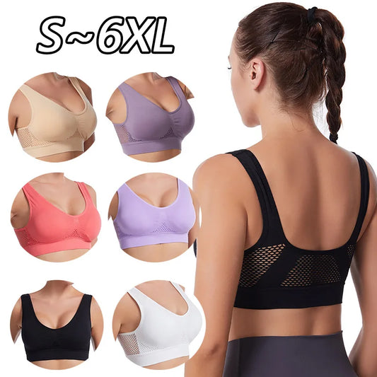 Women's Large Size Sport Bra Seamless Crop Top For Women Gym Underwear Without Steel Ring Ladies Padded Bralette Unwired Bras