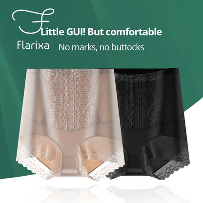 Flarixa été glace soie culotte pour femmes taille haute façonnage culotte post-partum ventre contrôle hanche ascenseur culotte corps Shaper pantalon