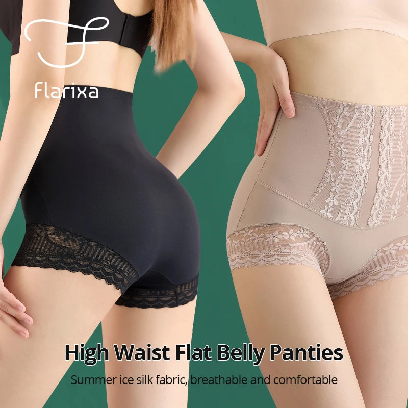 Flarixa été glace soie culotte pour femmes taille haute façonnage culotte post-partum ventre contrôle hanche ascenseur culotte corps Shaper pantalon