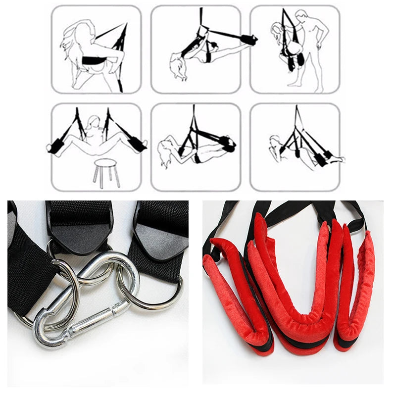 BDSM Bondages Erotic Game Toy For Couples Adult SM Bondage Sex Door Swing Chairs Hanging Furniture Straps Flirting Bondage Rope