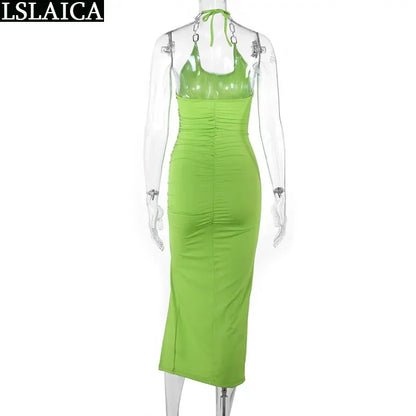 Drawstring Dress Sleeveless Draped Skinny Sexy & Club Dresses Solid Color Backless Thigh Slit Off Shoulder Kleider Damen