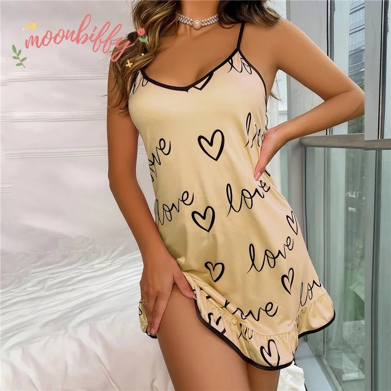 Femmes maison lait soie vêtements de nuit sexy robe de nuit sans manches nuisettes col en v chemise de nuit chemise de nuit pyjama Femme Homewear