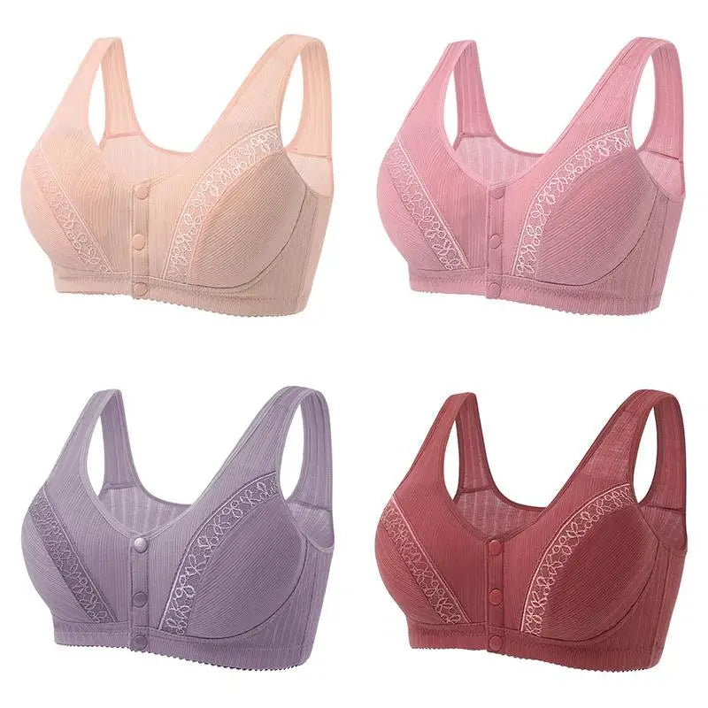 Charm Front Button Sexy Bras Women Wireless Brassiere Front Closure Underwear Ladies Anti-sagging Gathered Sport Bra Large Size