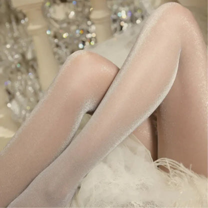 Jeseca New Sexy Shinny Tights Silver Silk High Hosiery Summer Breathable 20D Pantyhose Colorful Lady Thin Female Tight Lingerie