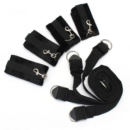 BDSM Bondage Set Adult Sex Game Handcuff Ankle Restraints Sextoy Couple Slave Sex Products Erotic Bed Strap System SM Soft Cuffs