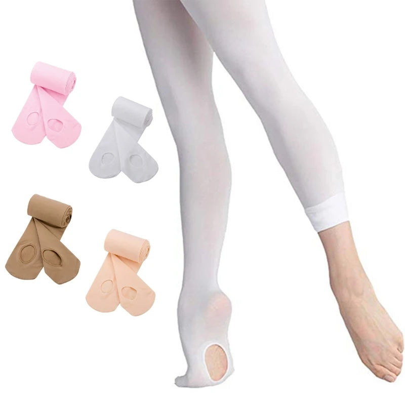 Collants de danse de Ballet pour femmes et filles, collants Opaques extensibles de couleur unie, Leggings de Transition Ultra-doux, bas avec trou