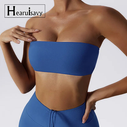 Hearuisavy Summer Sexy Sports Bra Gym Top Women Breathable Training Yoga Clothes Women Tube Top Fitness Workout Underwear Female