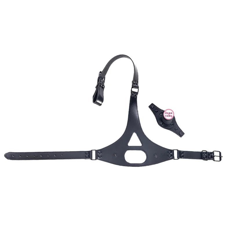 Harnais de tête en cuir PVC, pénis en Silicone, bouche Gag, gode détachable, bouchon à bouche ouverte, BDSM, Bondage, sangle, jouets sexuels, jeu pour adultes