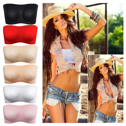 ฤดูร้อนBreathableตาข่ายที่มองไม่เห็นStrapless Wraps Tube Tops Lady Elastic Strapless Crop Top Bra Bandeau Boob Tube Brassiere