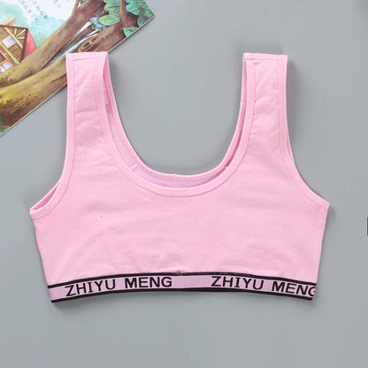 Thin Girl Training Linen Brassiere Sport Girl Bras Teen  Letter Children Topic  Vest