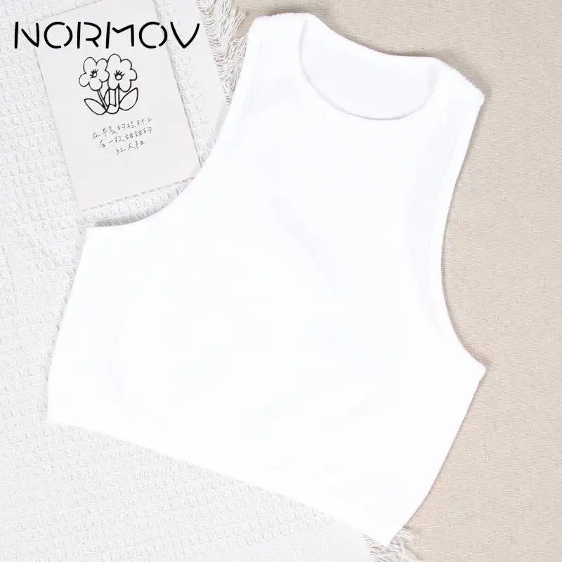 NORMOV ฟิตเนสโยคะ Bra กีฬา Crop Tops Seamless Ribbed กีฬา Bras เสื้อถัก Paddleless Top สตรี High Strength Shock Proof