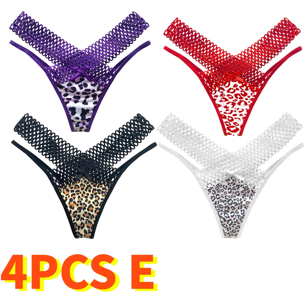 Mélange de 4 pièces de lingerie noire pour femmes, Sexy, dentelle florale, tongs ajourées, culottes pour femmes, perles, string, t-back, Transparent