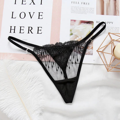 Hot ! Sexy Lady Panties Thong Embroidery Transparent G String Sexy Women Underwear Seamless Sexy Panty Female Underpants T-back