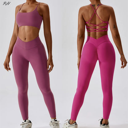 Women's Tracksuit Seamless Yoga Set 2PCS Workout Sportswear Gym Clothing High Waist Leggings Fitness Sports Suits Sexy Solid Set