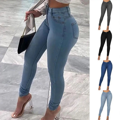 Popular Denim Pants Wear Resistant Denim Trousers Slim Fit Butt-lifting Lady Skinny Jeans  Ankle-Length