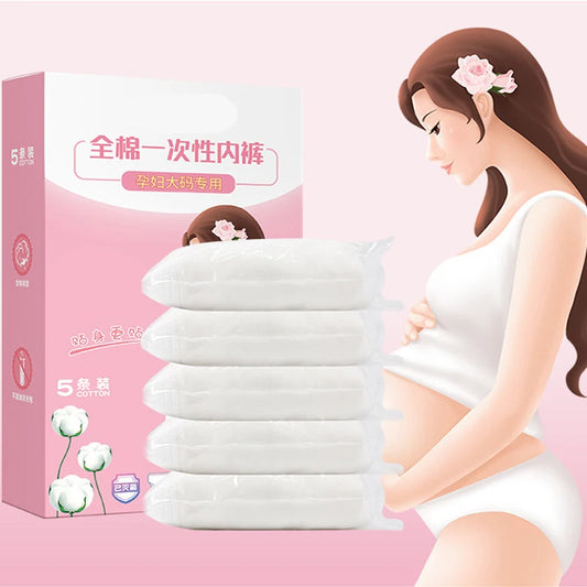 5PCS/Lot Disposable Underwear Pregnant Panties Cotton Postpartum Underpants Plus size for Big Women 2XL TO 6XL