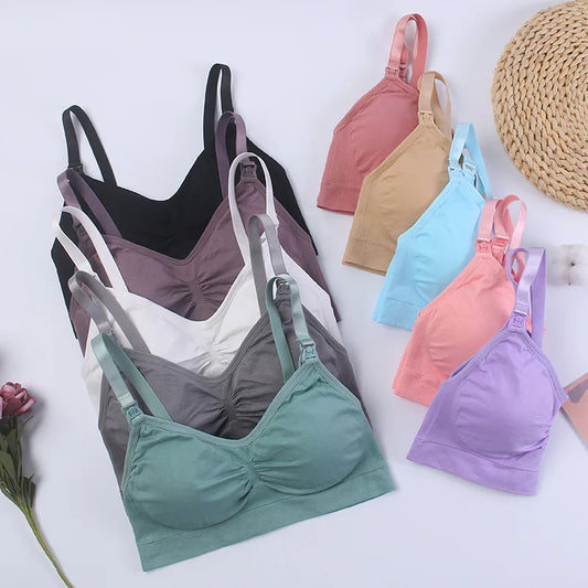 Nursing Bra Plus Size Breastfeeding Bra Breathable Women Seamless Underwear Prevent Sagging Maternal Support Pregnant Clothing