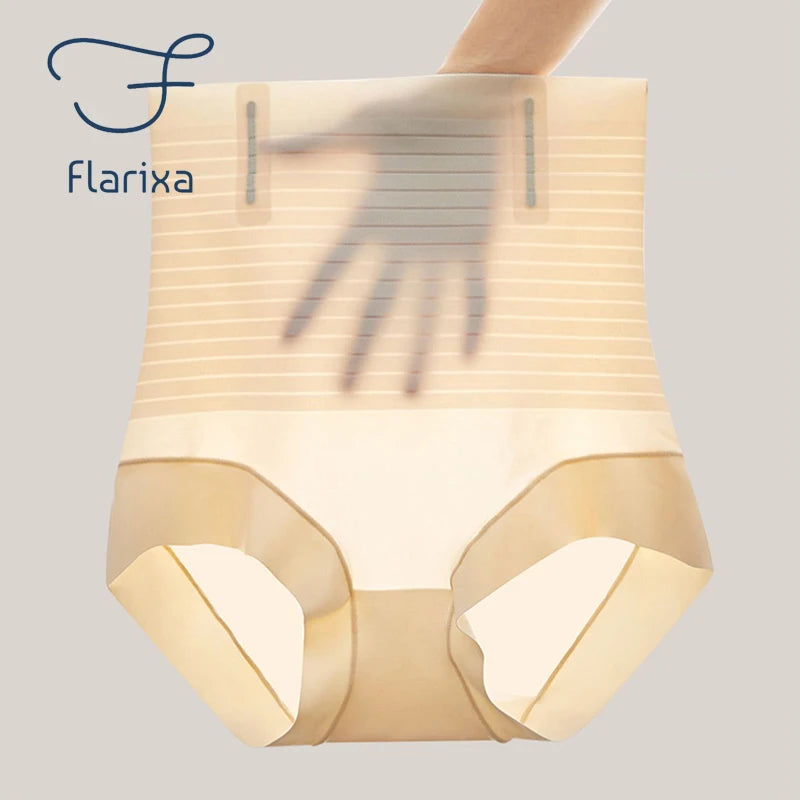 Flarixa Seamless Ice Silk Underwear for Women's High Waist Flat Belly Reducing Panties Postpartum Tummy Hip Lift Panty Briefs