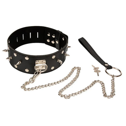 Spike Rivet Bondage Collar Chain Traction Bdsm Bondage Restraint  Fetish Slave Femdom Adult Games Erotic Toys For Couples