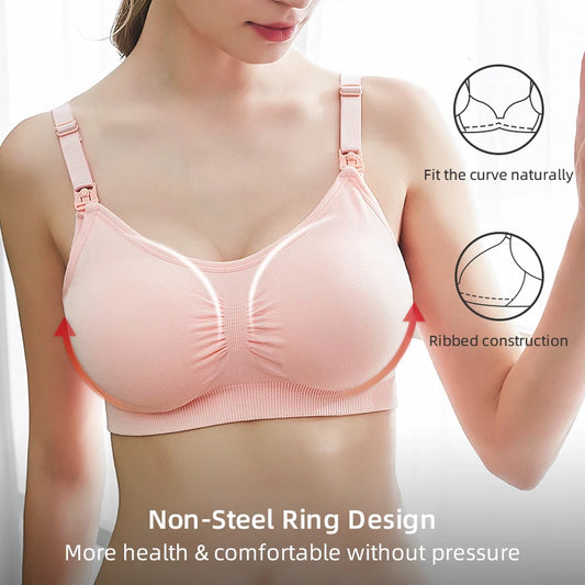 คุณภาพสูง PLUS ขนาดพยาบาล Bra Breathable ผู้หญิงให้นมบุตรชุดชั้นใน Seamless Maternity Bra Push Up