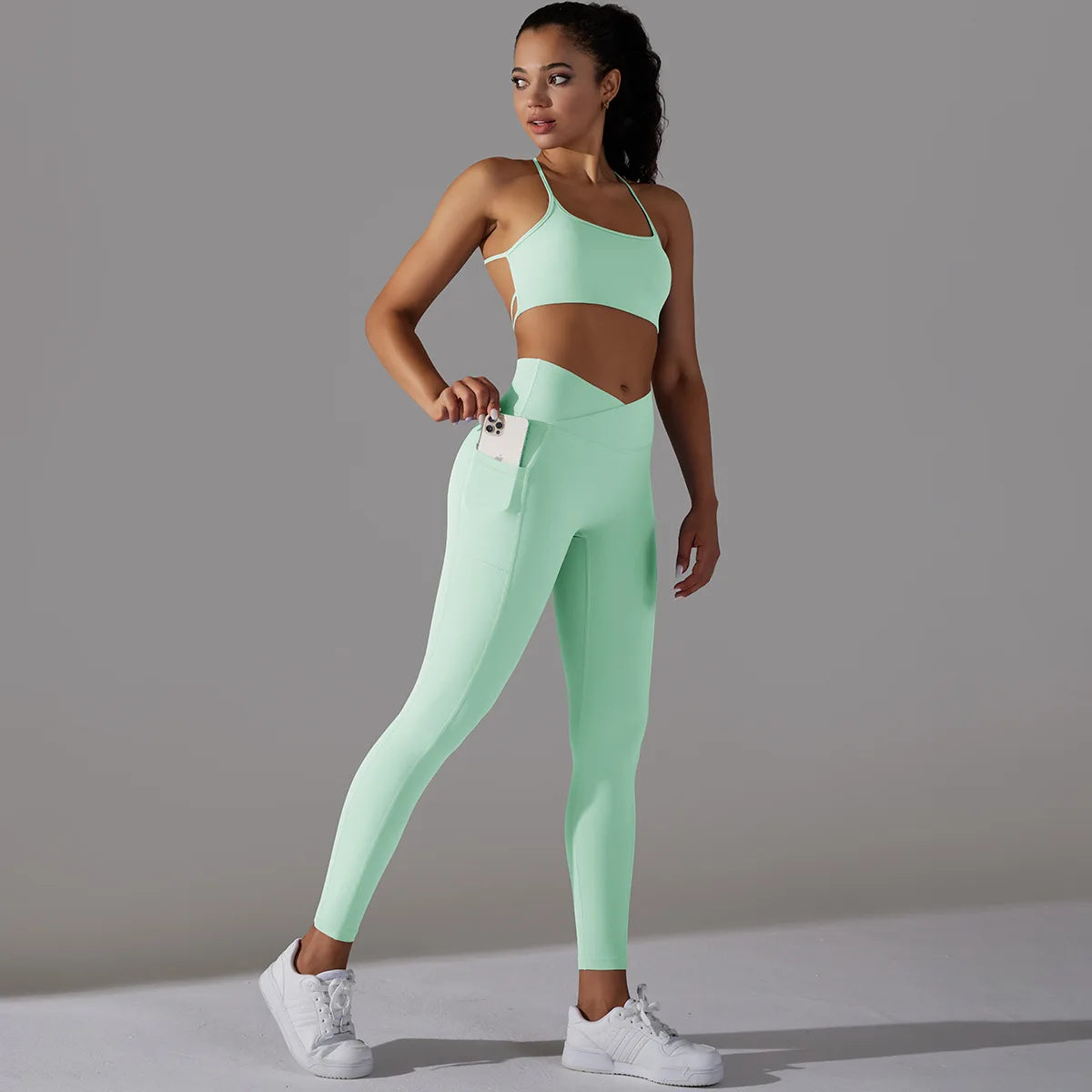 Ensemble deux pièces soutien-gorge et Leggings de sport pour femmes, tenue de sport, sensation nue, ensemble de Fitness, vêtements d'entraînement pour femmes