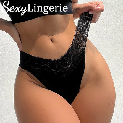 Sexy Transparent Women's Panties Lace Thongs V-Waist G-strings Low-Rise Underwear Fashion Lady Breathable Girlfriend Lingerie