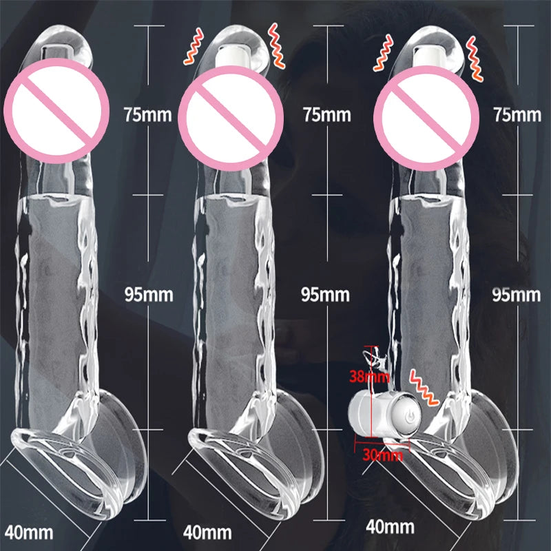 Sleeve Vibrator Penis Ring Transparent Reusable Penis Sleeve Cock Ring Extender Penis Enlarger for Couples Cock Enlarger Sex Toy