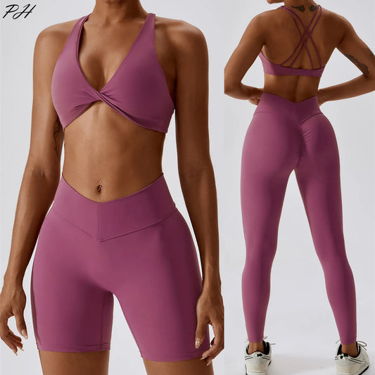 Summer Seamless Yoga Set Workout Outfits Women Sport Bra High Waist Shorts Yoga Legging Suit Sexy Running Fitness Sport Clothing