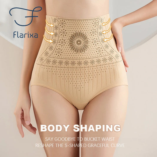 Flarixa Seamless Women's Panties High Waist Flat Belly Panties Body Shaping Underwear Comfort Postpartum Abdominal Pants Briefs