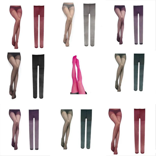 Ladies Summer Ultra-Thin Ice Silk Stockings Sexy Candy Color Tights Ladies Solid Color Sexy Stockings Pantyhose Thin Tights