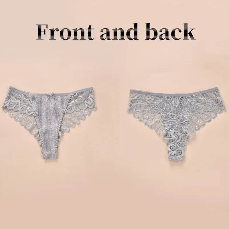 6PCS Women Plus Size Panties Sexy Lace Thongs G-string Women Underwear Low-rise Female Briefs Ladies Underpants Sexy Tangas 4XL