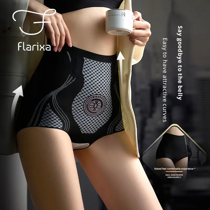 Flarixa High Waist Tummy Control Panties for Women Seamless Briefs Postpartum Hip Lift Slimming Underwear Shapewear Body Shaper