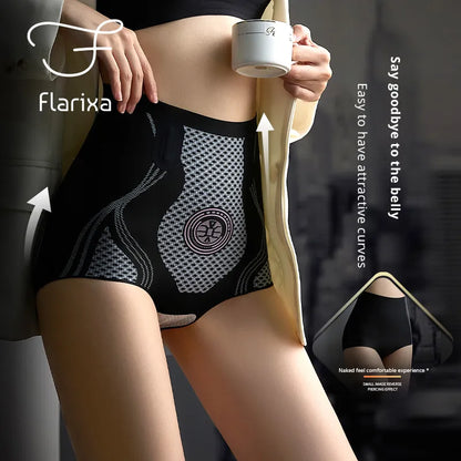 Flarixa Taille Haute Ventre Contrôle Culottes pour Femmes Slip Sans Couture Post-partum Hanche Lift Sous-Vêtements Amincissants Body Gainant Shaper