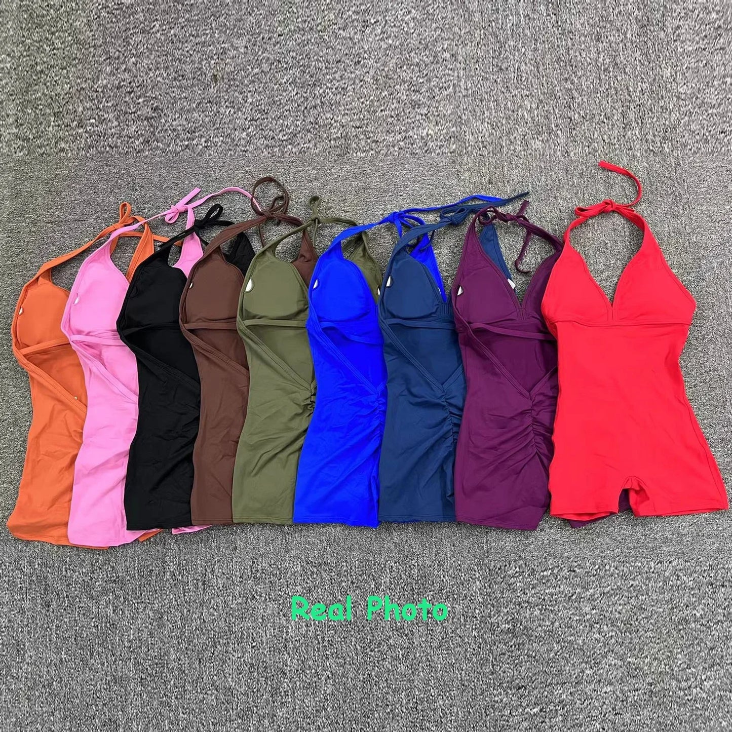 New Halter Scrunch Butt Jumpsuit for Women Backless Padded Yoga Set Open Back One Piece Workout Clothing Sleeveless Sports Set