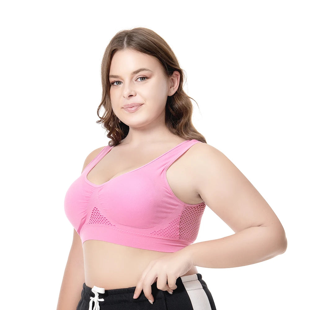 XL-7XL Breathable ฟิตเนสวิ่งเสื้อกั๊ก Sleep ชุดชั้นใน Crop Tops Hollow Out ผู้หญิง Soft Sport Bra ชุดชั้นใน Bras