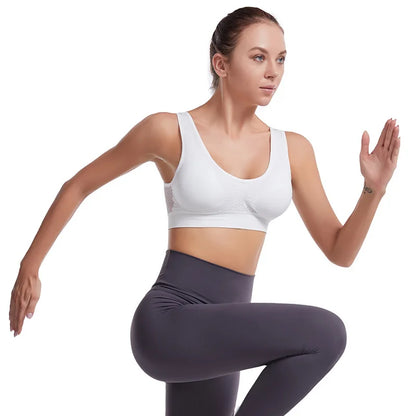 Soutien-gorge de Sport grande taille pour femmes, haut court sans couture, sous-vêtements de gymnastique sans anneau en acier, Bralette rembourrée, sans armatures