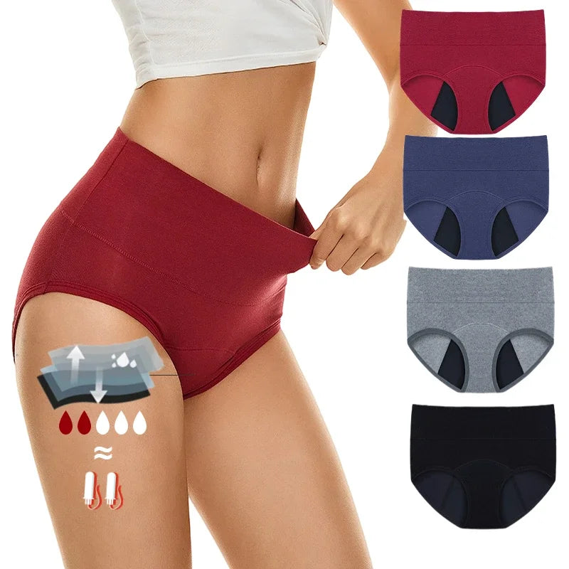 Culotte pour menstruations en coton, culotte menstruelle taille haute, 3 couches, anti-fuite, sous-vêtements pour femmes, culotte physiologique