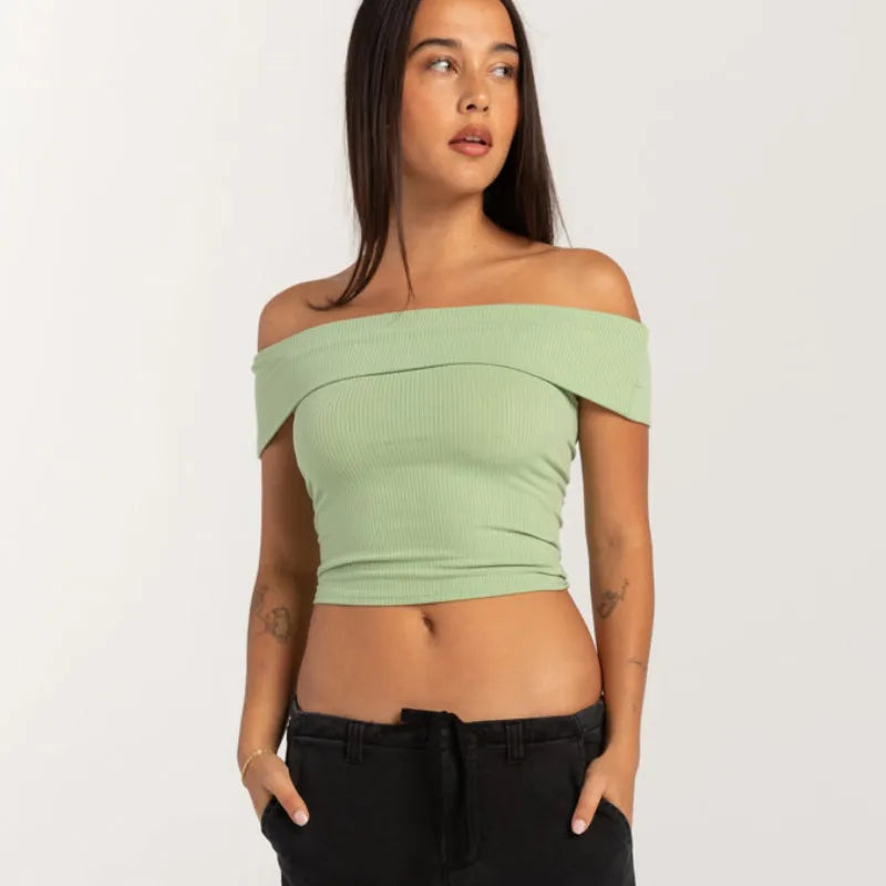 Femme bustier tubulaire sexy T-shirt une épaule fille chaude pur style de désir serré court bustier tubulaire décontracté haut quotidien pour les femmes