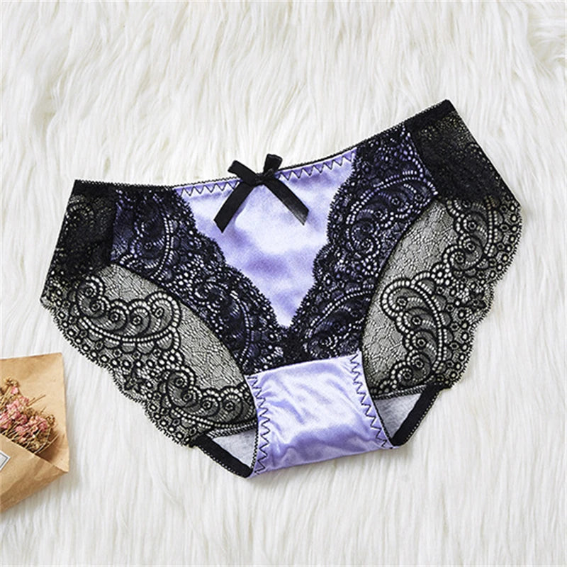 Sexy ladies panties lace transparent large size cotton bottom hollow female triangle underwear breathable quality underwear