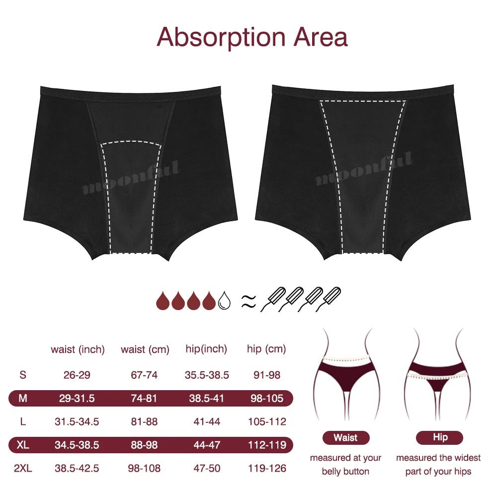 Menstrual Panties Woman Very Abundant Flow Menstrual Boxer Girl High Waist Period Boyshort Panties Cotton Menstruation Underwear