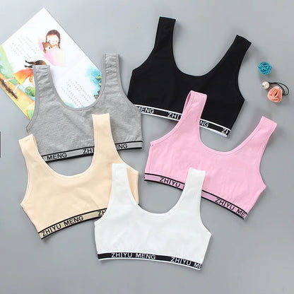 Thin Girl Training Linen Brassiere Sport Girl Bras Teen  Letter Children Topic  Vest