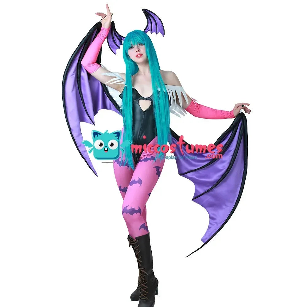 Miccostumes Costume de cosplay avec haut creux en forme de cœur pour femme avec leggings et ailes