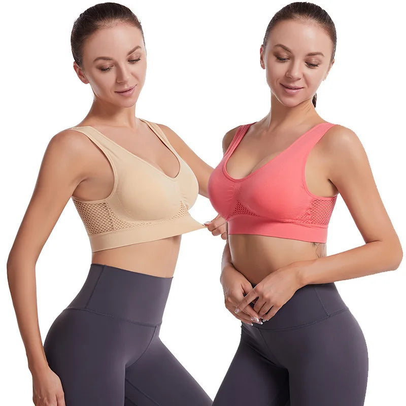 Soutien-gorge de Sport grande taille pour femmes, haut court sans couture, sous-vêtements de gymnastique sans anneau en acier, Bralette rembourrée, sans armatures