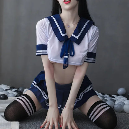 Women Sexy School Girl Costumes Cosplay Babydoll Dress Sex Lingerie Suspender Student Uniform Japanese Role Play Exotic Costumes