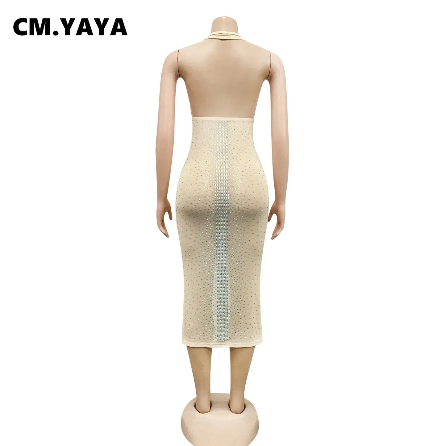 CM.YAYA Autumn Winter Women Dress Sexy Streetwear Strap Sleeveless Strapless Sequined Bandage Bodycon Night Club Dresses