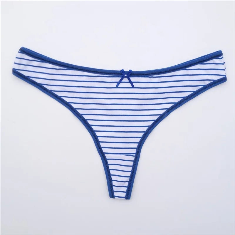 Cotton Thong Panties Sexy G-Strings Women Briefs Set Girls Ladies Underpants Stripe Underwear Female Lingerie 5 Pcs/lot