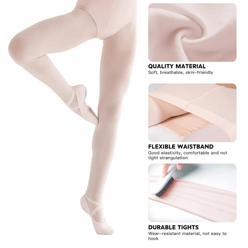 Collants de danse de Ballet pour femmes et filles, collants Opaques extensibles de couleur unie, Leggings de Transition Ultra-doux, bas avec trou