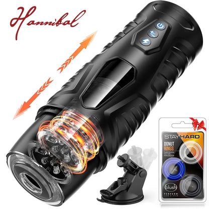 Hannibal 7 poussée et rotation avec ventouse forte pour Stimulation du pénis masturbateur tasse chatte de poche jouets pour adultes pour hommes